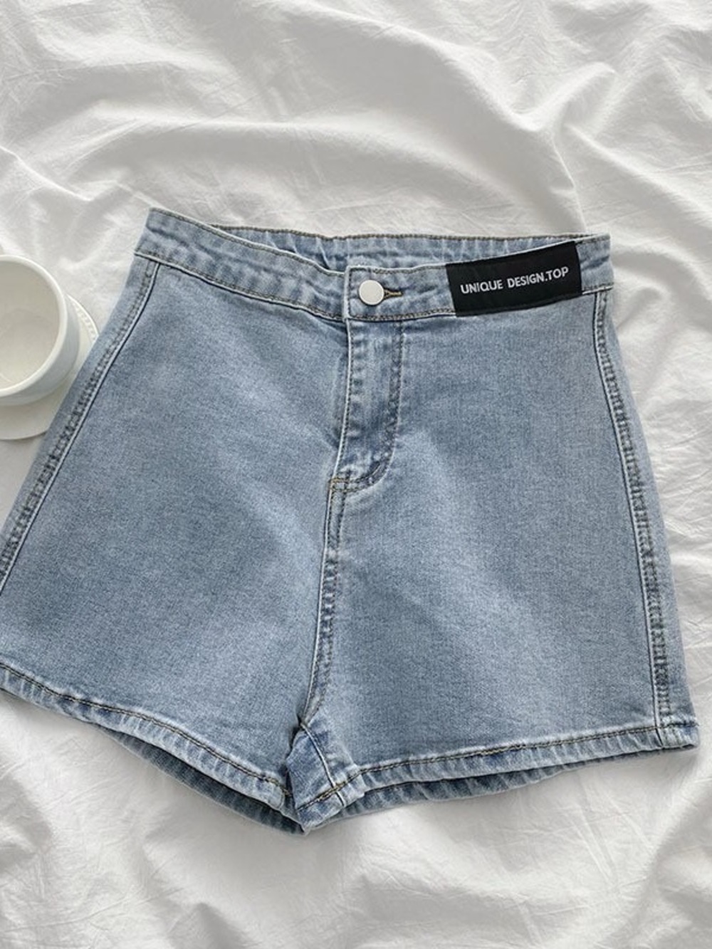 High-Waist Light Blue Denim Shorts